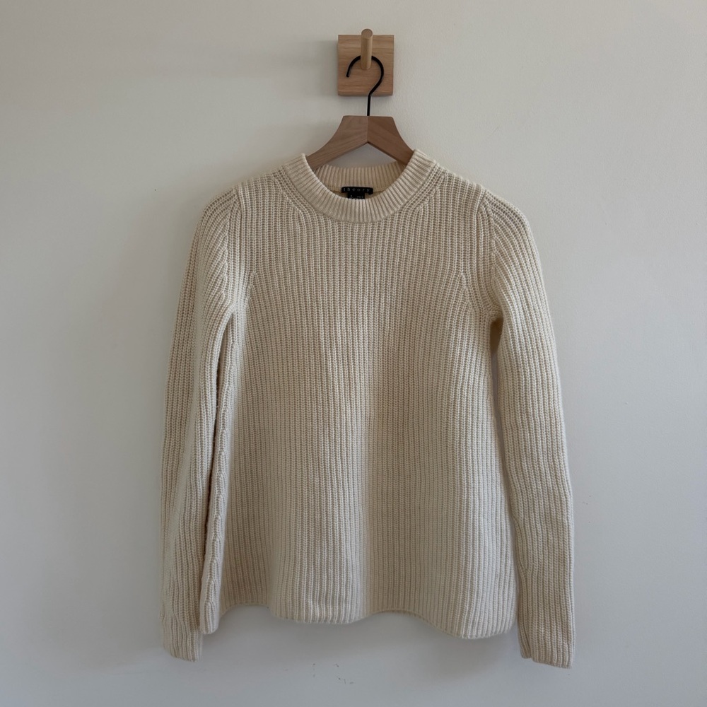 Theory Cream Ribbed Women's Sweater